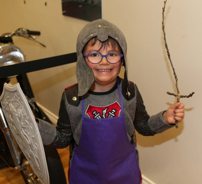 One of the young participants at Ballymoney Museum’s, Museum Minis Summer Club dressed up as a Knight.