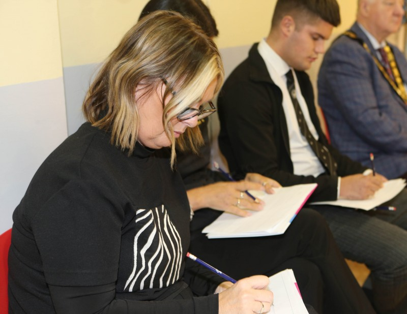 The judges from local businesses, Browns Funeral Directors and The Market Yard, deliberating on the business ideas presented by the Year 13 students