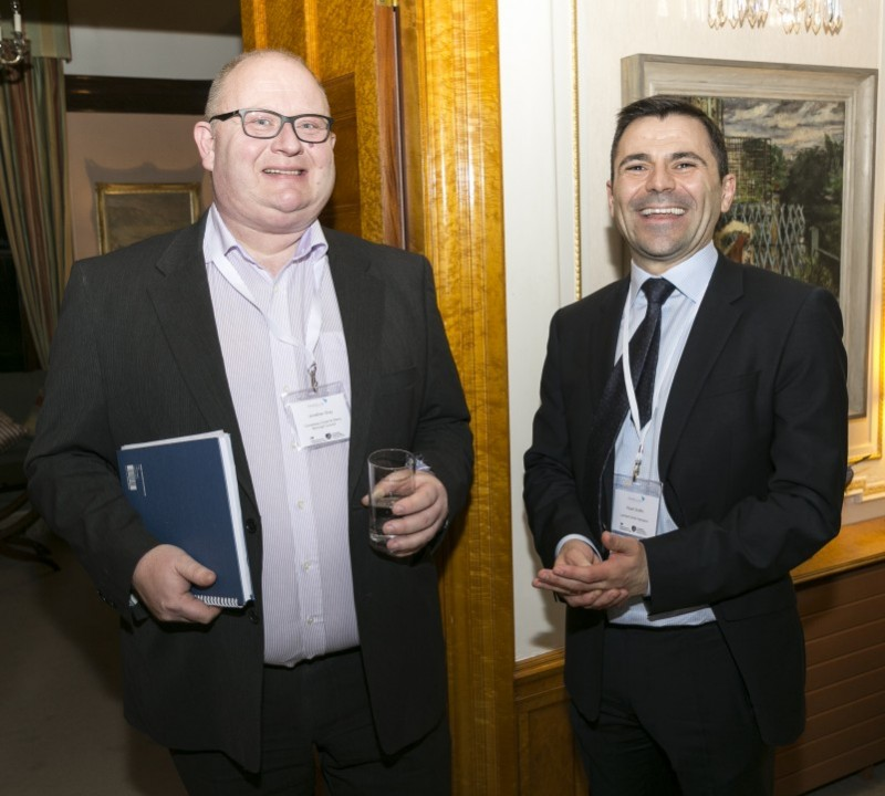 Jonathan Gray, Strategic Investment Board Projects Director at Causeway Coast and Glens Borough Council with Stuart Draffin from Lambert Smith Hampton at the reception.