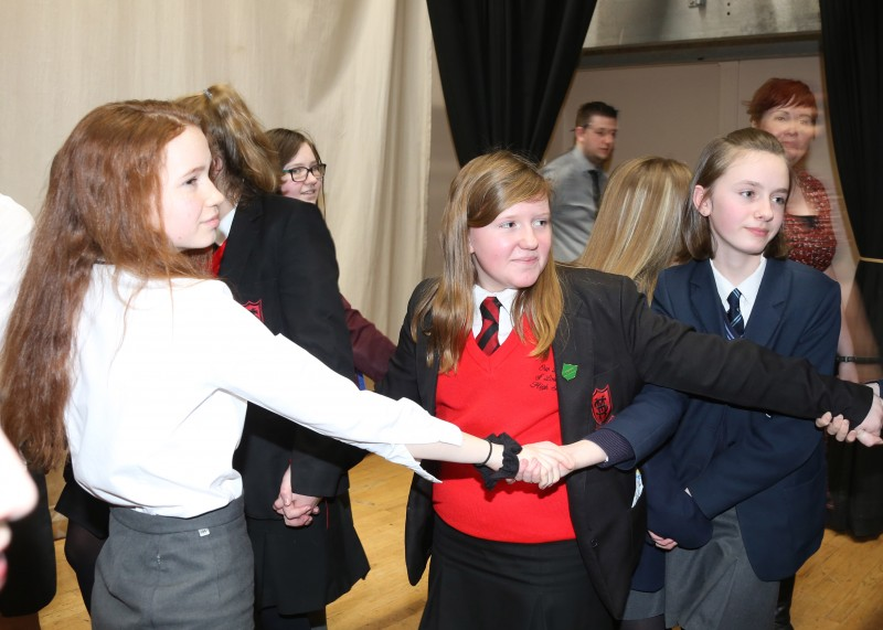 Year 9 pupils from schools in Ballymoney pictured taking part in one of the workshops at the ‘Smart World Shared Education’ project in Ballymoney Town Hall.