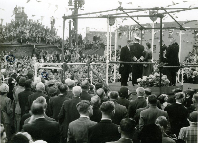 1953, The Queen addresses the public gathered in Coleraine.