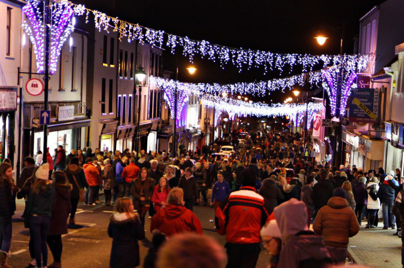 Main Street, Ballymoney after the Christmas Lights Switch On.