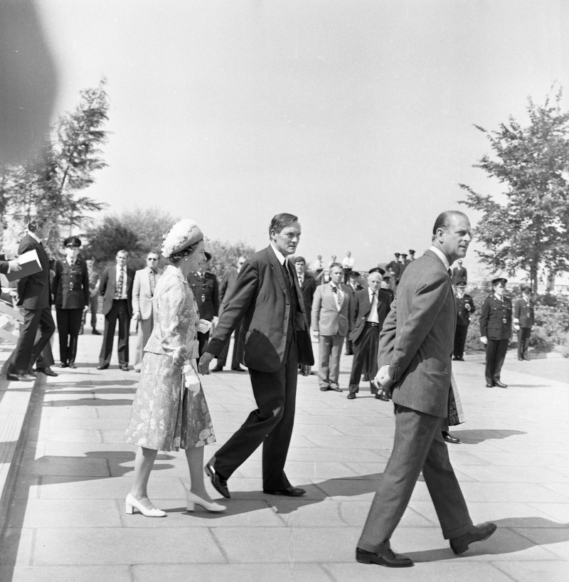 1977, The Queen and Prince Philip pictured at Ulster University, Coleraine.