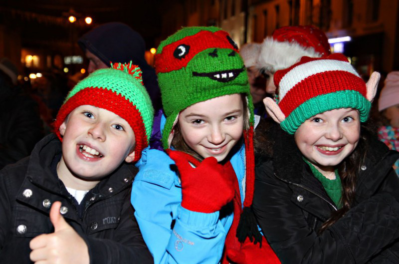Oliver, Layla and Holly excitedly waiting for the Switch On of the Ballymoney Christmas Lights.