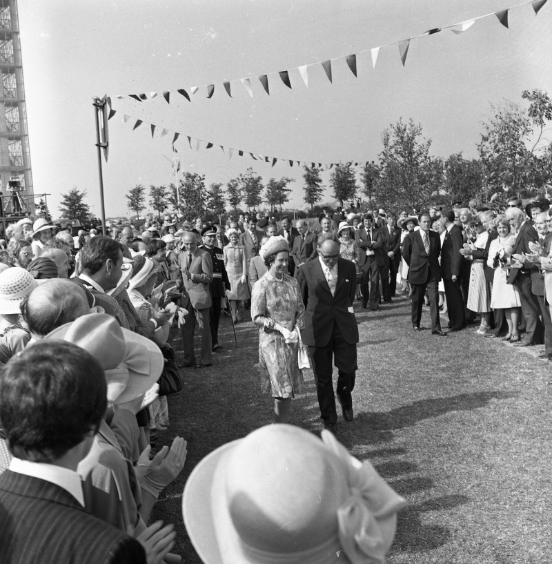 1977, The Queen greets crowds as part of her Silver Jubilee Tour visit to Coleraine.