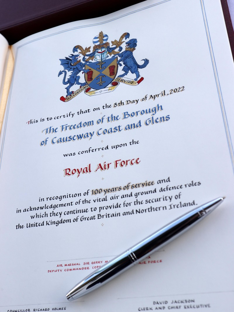 The Freedom of the Borough book which was signed on the day.