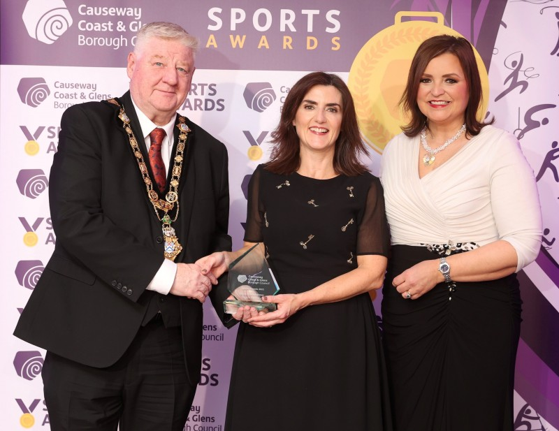Angela Cassidy, Sports Administrator of the Year with Denise Watson and Mayor, Councillor Steven Callaghan.