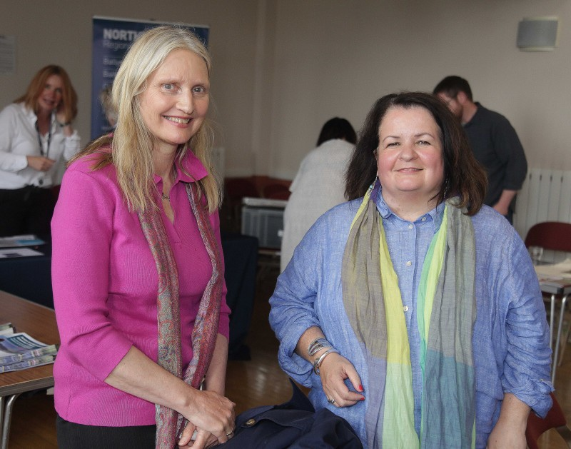 Elaine Gaston, Cultural Services Development Officer, and Desima Connolly, Arts Service Development Manager from Causeway Coast and Glens Borough Council pictured at the information event held in Ballymoney Town Hall.