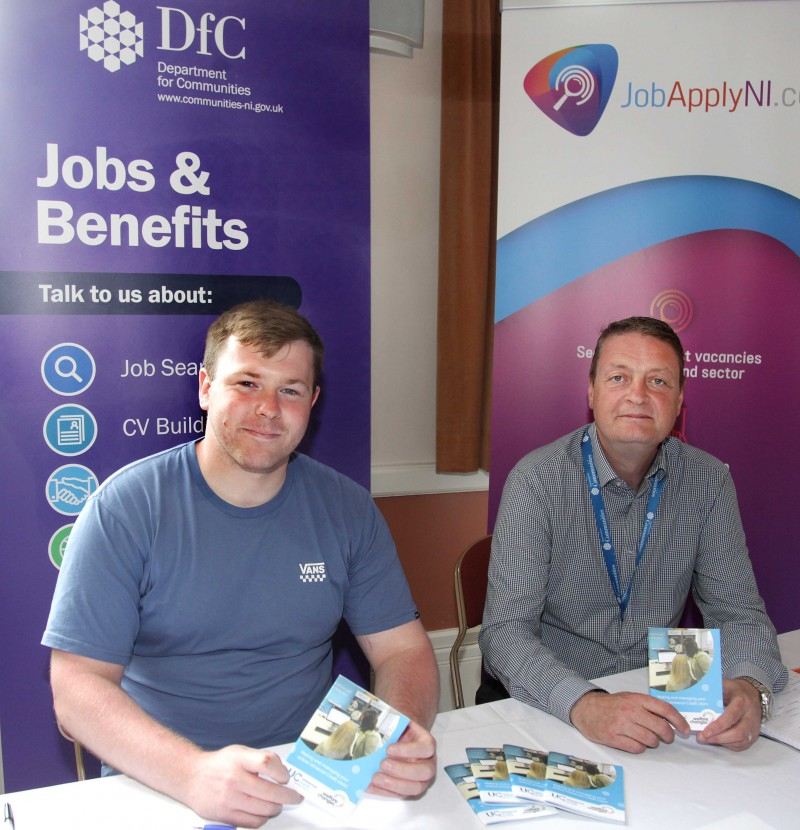 Employment Advisor Tony Rooney and First Contact Officer Shannon McFetridge from Ballymoney Jobs and Benefits Office.
