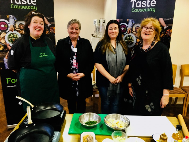 Paula McIntyre MBE pictured with Mabel Dunlop (Seaview B&B), Nicola Neill (Blackrock B&B) and Liz Weir (Ballyeamon Camping Barn) at the Brilliant Breakfast workshop.