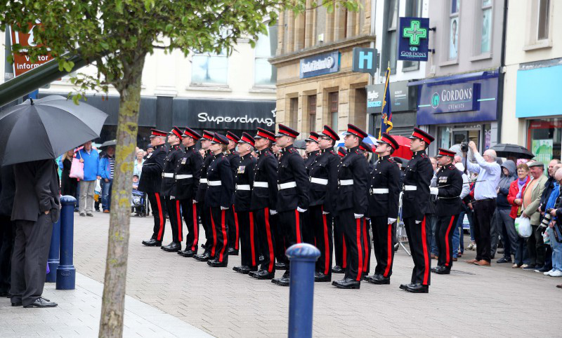 Members of 206 (Ulster ) Battery 105th Royal Artillery Regiment pictured in Coleraine town centre on Saturday