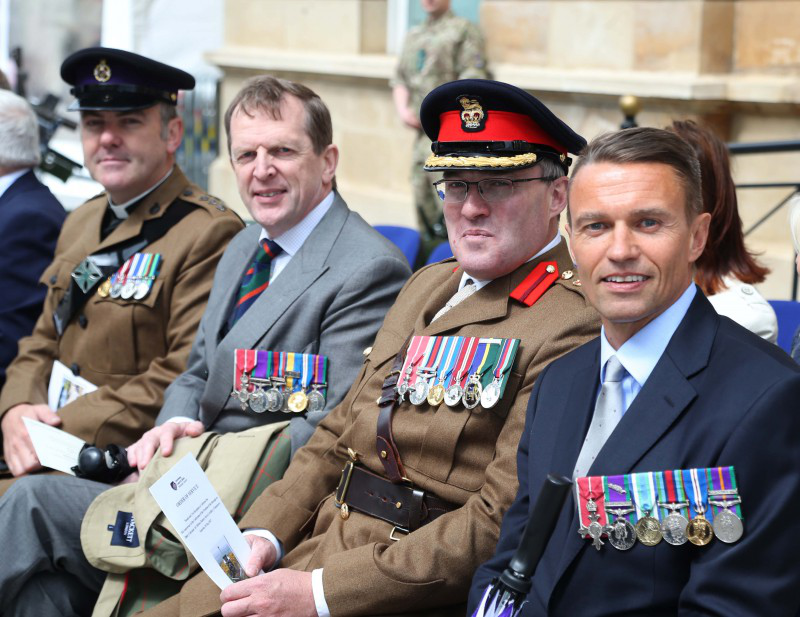 Padre Mervyn Jamison, Colonel Retired Johnny Rollins, Colonel Owen Lyttle and Causeway Coast and Glens Borough Council Chief Executive David Jackson pictured at the parade held in Coleraine town centre on Saturday to mark the 25th anniversary of the granting of the Freedom of the Borough on to the 206th (Coleraine) Air Defence Battery Royal Artillery (Volunteers).