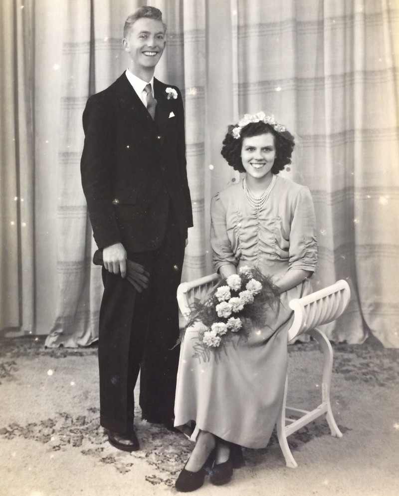 Alex and Agnes McElreavey who are celebrating 70  years of marriage pictured on their wedding day on September 10th 1952.