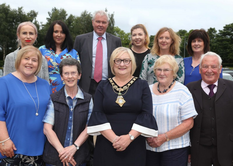 The Mayor of Causeway Coast and Glens Borough Council Councillor Brenda Chivers pictured with representatives from the Causeway Advice Consortium which includes Citizens Advice Causeway, Limavady Community Development Initiative and Glenshane Community Development Group, who have successfully secured a new three-year contract to provide advice services to local residents across the Causeway Coast and Glens area.