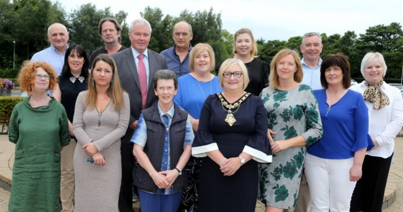 Board members, staff and volunteers from Citizens Advice Causeway pictured with the Mayor of Causeway Coast and Glens Borough Council Councillor Brenda Chivers along with Elaine Downey and Harry Armstrong from Department for Communities who part fund the advice service provision.