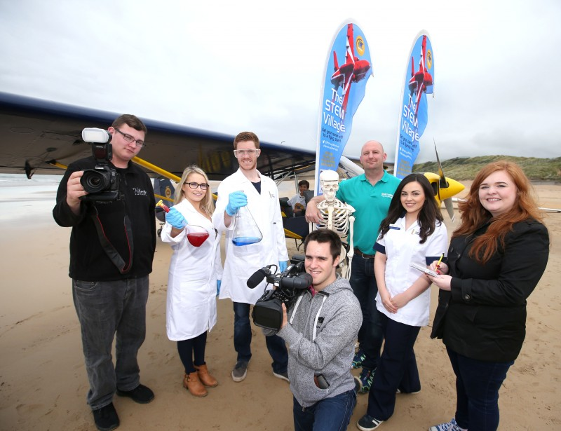 Representatives from the Northern Regional College, North West Regional College and Ulster University help to launch the STEM Village which returns to Air Waves Portrush on Saturday 2nd September and Sunday 3rd September, putting education, networking and business at the core of the event.