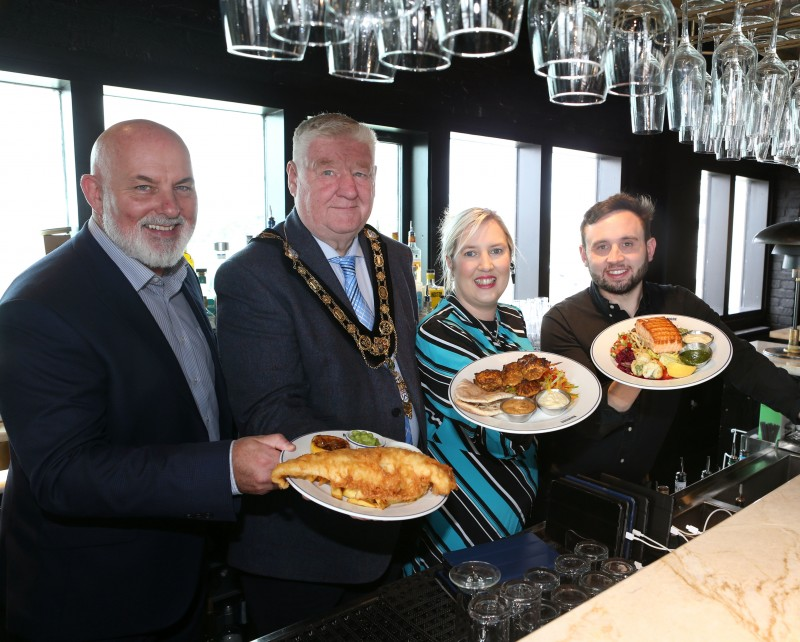 Mayor of Causeway Coast and Glens, Councillor Steven Callaghan pictured with Marc McGerty from the Labour Market Partnership, Louise Boyle from Coleraine Jobs and Benefits Office and Aaron Boreland from Ramore Restaurants.
