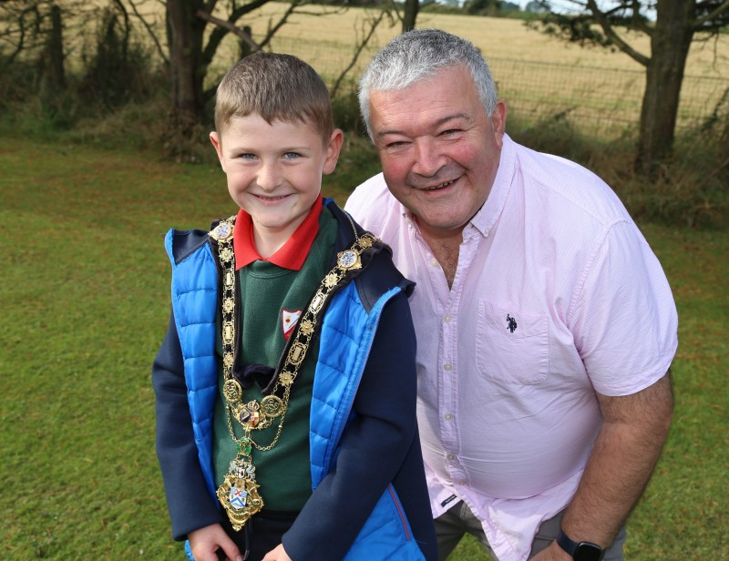 The Mayor of Causeway Coast and Glens Borough Council, Councillor Ivor Wallace, pictured with St Olcan’s Primary School pupil, Conal McIlroy.