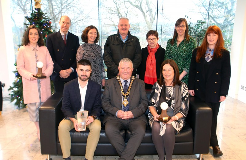 The Enterprise Causeway team pictured in Cloonavin with the Mayor of Causeway Coast and Glens Borough Council, Councillor Ivor Wallace. Enterprise Causeway was named Social Enterprise of the Year, while Jayne Taggart (front, right) was named Leader of the Year.