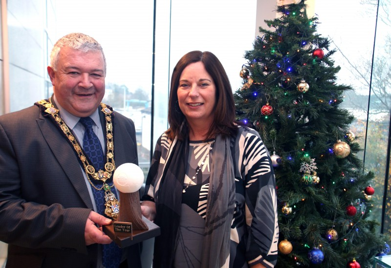 Jayne Taggart, winner of the Leader of the Year category at the Social Enterprise NI Awards, pictured in Cloonavin with the Mayor of Causeway Coast and Glens Borough Council, Councillor Ivor Wallace.