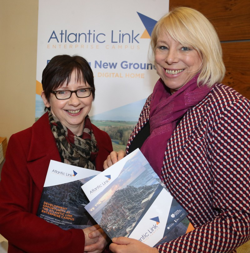 Sue Mc Guire from Digital Catapult NI and Rita Mc Caughey from Causeway Enterprise pictured at the development brief launch in Cloonavin.