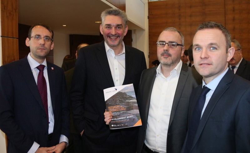 Pictured at the development brief launch are David Crozier from Queens University Belfast, Peter Nolan from The University of Ulster, Sean Ferrin from the Department for Economy and Niall Mc Gurk, Strategic Projects Manager, Causeway Coast and Glens Borough Council.