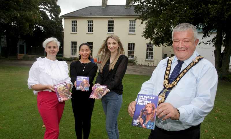 The Mayor of Causeway Coast and Glens Council, Councillor Ivor Wallace, with Shauna McNeilly Arts & Cultural Facilities Officer, Esther Alleyne Arts & Cultural Facilities Officer & Amy Donaghey Arts Marketing Officer