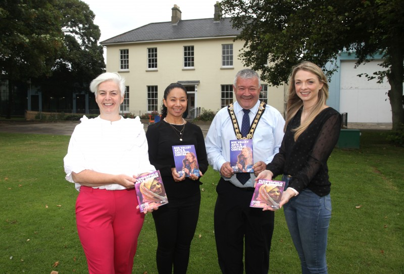 The Mayor of Causeway Coast and Glens Council, Councillor Ivor Wallace with Shauna McNeilly Arts & Cultural Facilities Officer, Esther Alleyne Arts & Cultural Facilities Officer & Amy Donaghey Arts Marketing Officer