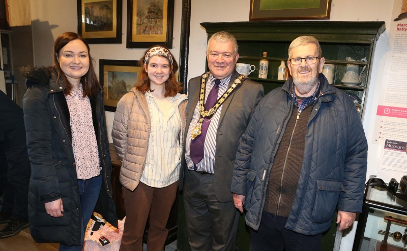 Left to right – Rachel Archibald, Museum Officer, Museum Services Volunteer, Rebekah Stewart, Mayor of Causeway Coast and Glens, Cllr Ivor Wallace and Museum Volunteer James Anderson McCurdy