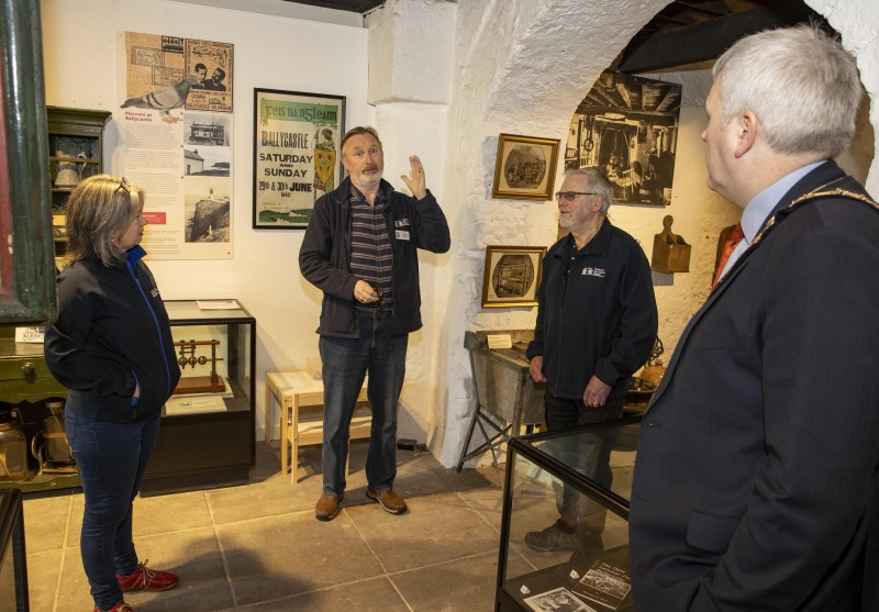 The Mayor of Causeway Coast and Glens Borough Council Councillor Richard Holmes meets with Friends of Ballycastle Museum volunteers to hear more about plans for the season ahead.