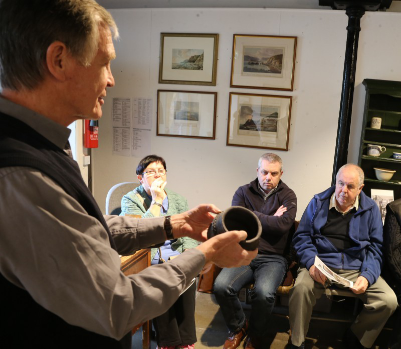 John Martin displays the Rathlin bowl during the event held at Ballycastle Museum.