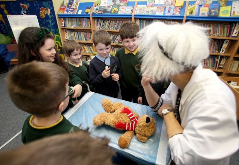 Pupils from Ballykelly Primary School and Faughanvale Primary School enjoy a visit from The Big Telly Company’s Teddy Bear Hospital, which was organised by Causeway Coast and Glens Borough Council’s Good Relations team as part of its Shared Education project.
