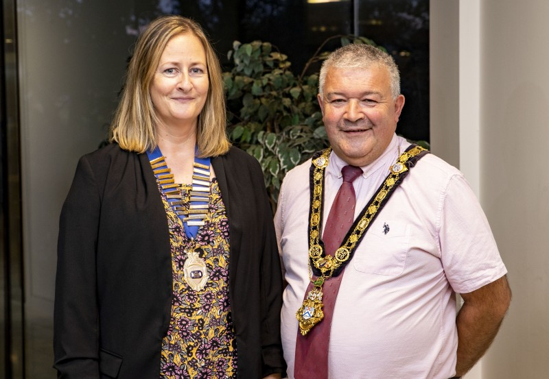 The Mayor of Causeway Coast and Glens Borough Council, Councillor Ivor Wallace, pictured with Ballymoney WI president, Rhonda Black.