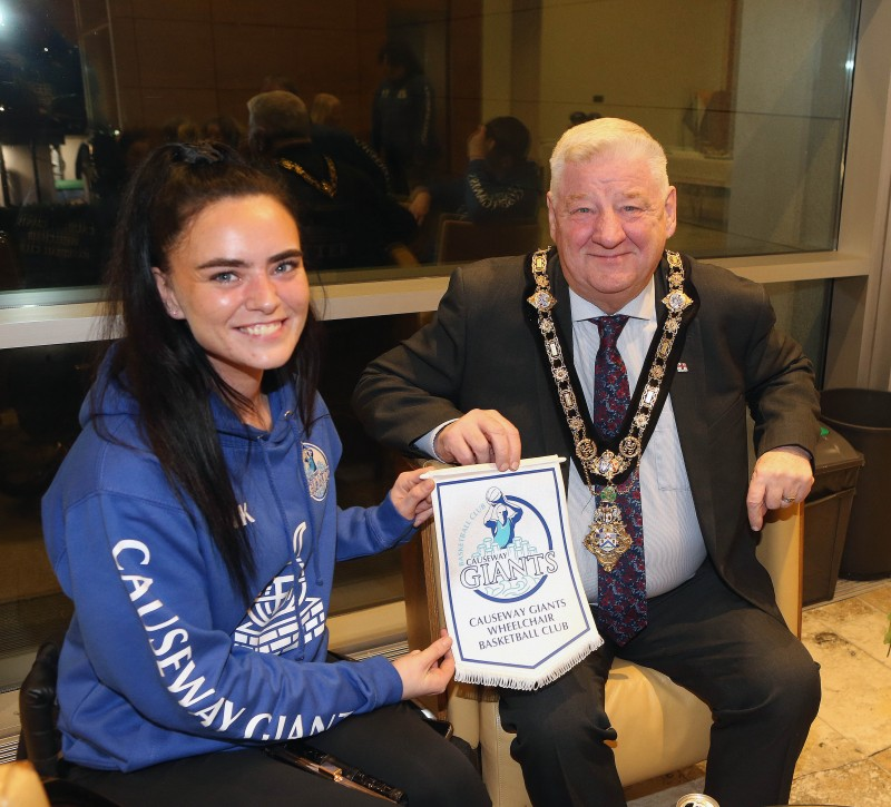 The Mayor, Councillor Steven Callaghan pictured alongside team vice-captain Natalie Kinney.
