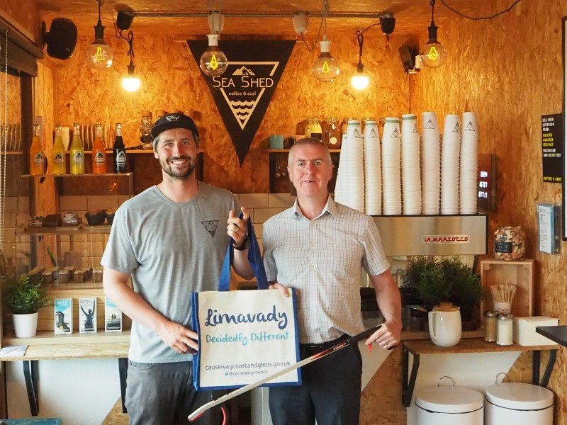 Causeway Coast and Glens Borough Council Environmental Resource Officer John McCarron and Dan Lavery from Sea Shed Coffee & Surf.