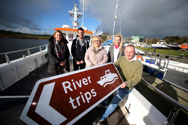 Getting ready to set sail for a Birds on the Bann river trip, which can now be booked through Causeway Coast and Glens Borough Council's Visitor Information Centre network are Causeway Lass skipper Richard Connor, VIC staff member Alison Walker, the Mayor of Causeway Coast and Glens Borough Council Councillor Brenda Chivers and Sarah Rocks and Richard Donaghey from Causeway Coast and Glens Heritage Trust.