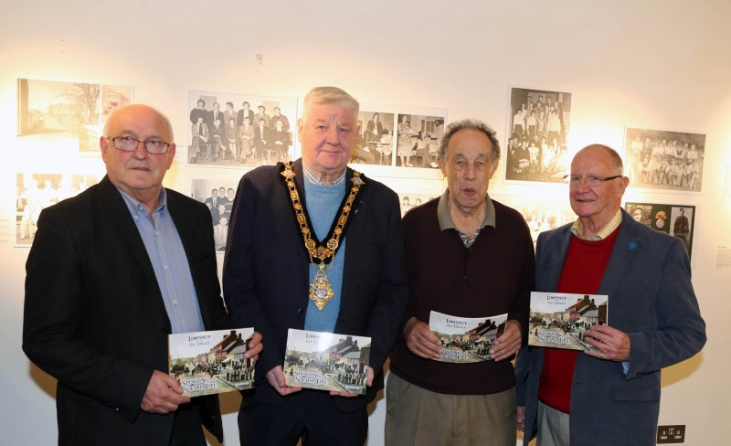 Mayor of Causeway Coast and Glens, Councillor Steven Callaghan alongside Dougie Bartlett, Nelson McGonagle and Tommy McDonald at the launch of new exhibition.