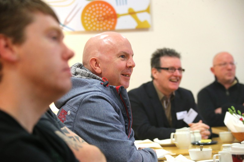 Ciaran O'Kane (Me and Mrs Jones), Pol Shields (Marine Hotel), Alex Taylor (Brown Trout Inn) and Jude O'Donnell (The Anchorage) enjoy the Brilliant Breakfast workshop.