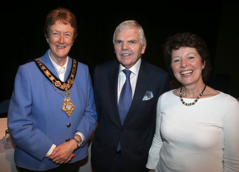 The Mayor of Causeway Coast and Glens Borough Council, Councillor Joan Baird OBE, pictured with Walter Rader, the Northern Ireland Queen's Award representative and Helen Mark, Deputy Lieutenant for County Londonderry.