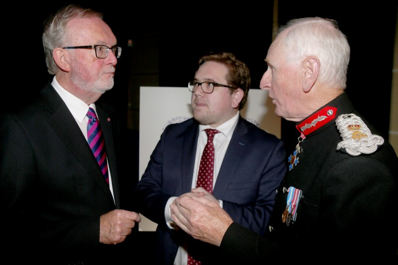 Deputy Lieutenant for County Londonderry Bill McGinnis, Councillor Aaron Callan and Denis Desmond CBE, the Lord Lieutenant for County Londonderry.