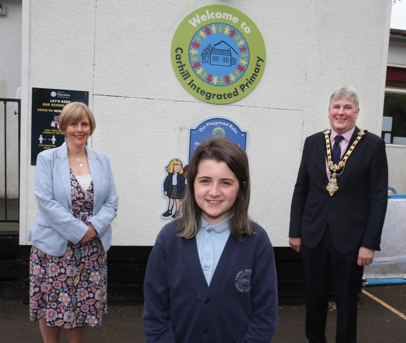 Abigail Scott, a Primary 7 pupil at Carhill Integrated Primary School in Garvagh who won the Green Energy Innovation Competition during Apprenticeship Week 2021 with her Supersorter Recyclobot idea.