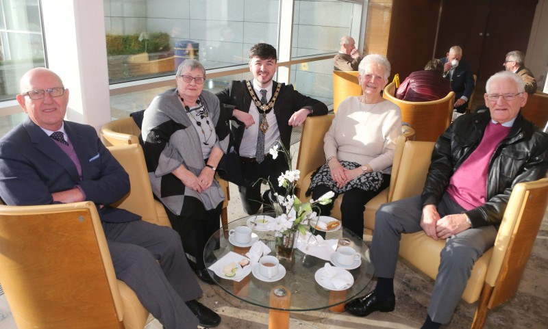 The Mayor of Causeway Coast and Glens Borough Council Councillor Sean Bateson pictured at a special event for Castlerock Wednesday Club with Alan McCleary, Leone McCleary, Rhonda Burnett and Robert Burnett.