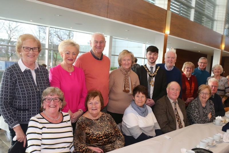 The Mayor of Causeway Coast and Glens Borough Council Councillor Sean Bateson pictured with members of Castlerock Wednesday Club at a special event held in Cloonavin.