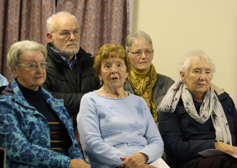 Pictured are some of those who attended the Causeway Yarnspinners evening of poetry, song and stories exploring the Sam Henry collection.