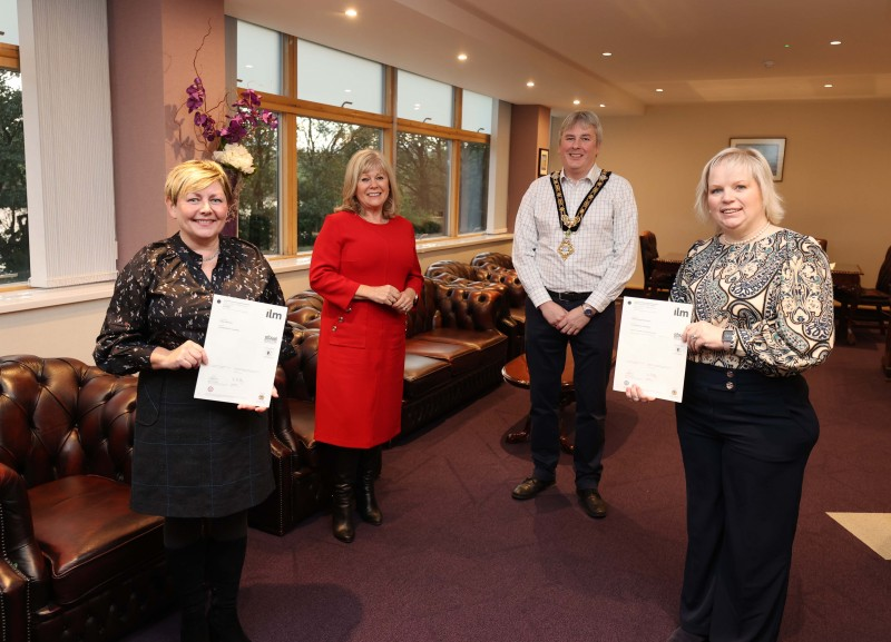 Pictured left – right are Alderman Sharon McKillop, consultant Dorothy McKee, the Mayor of Causeway Coast and Glens Borough Council Councillor Richard Holmes and Alderman Michelle Knight McQuillan.