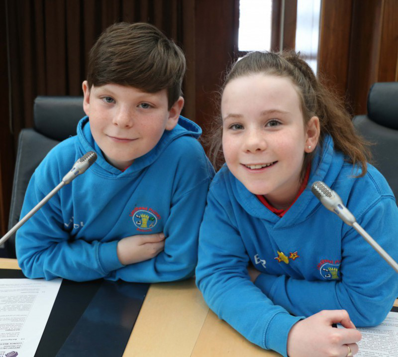 Bethen Rouke and Harvey McLean from Landhead Primary School, Ballymoney.