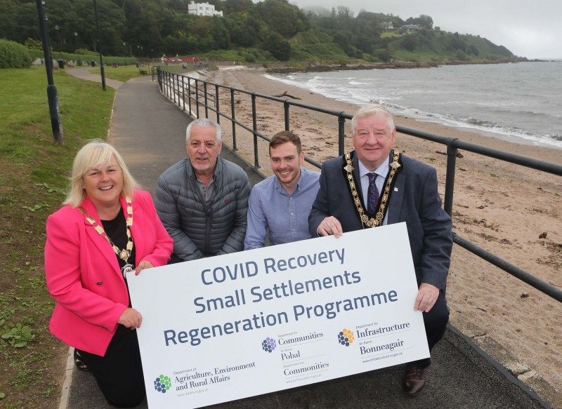 (L/R) Deputy Mayor, Councillor Margaret-Anne McKillop; Nigel McFadden, Project Coordinator; Jake Mailey, Capital Projects Officer and Mayor, Councillor Steven Callaghan.