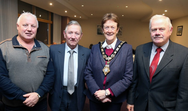 The Mayor of Causeway Coast and Glens Borough Council, Councillor Joan Baird OBE, pictured with Ian Ramage, Billy Nicholl and Jimmy Quinn