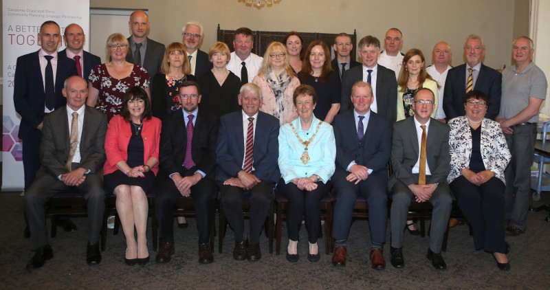 The Causeway Coast and Glens Community Planning Strategic Partnership team pictured with The Mayor of Causeway Coast and Glens Borough Council, Councillor Joan Baird, OBE, at the launch event at the Causeway Hotel.