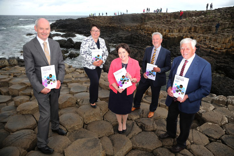 The Causeway Coast and Glens Community Planning Team including Vincent Lusby from Invest NI, Elizabeth Beattie, Head of Community Planning, Alderman William King, Chair of Causeway Coast and Glens Community Planning Strategic Partnership and Community Planning officers Karina Mc Collum and Gary Mullan Karina Mc Collum, Community Planning Officer and Gary Mullan pictured at The Giant’s Causeway.